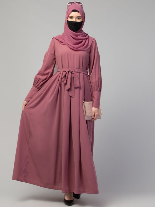 Modest Dress With Long Cuffs & Belt
