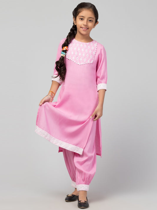 Two Pieces Set- Chikan Embroidered