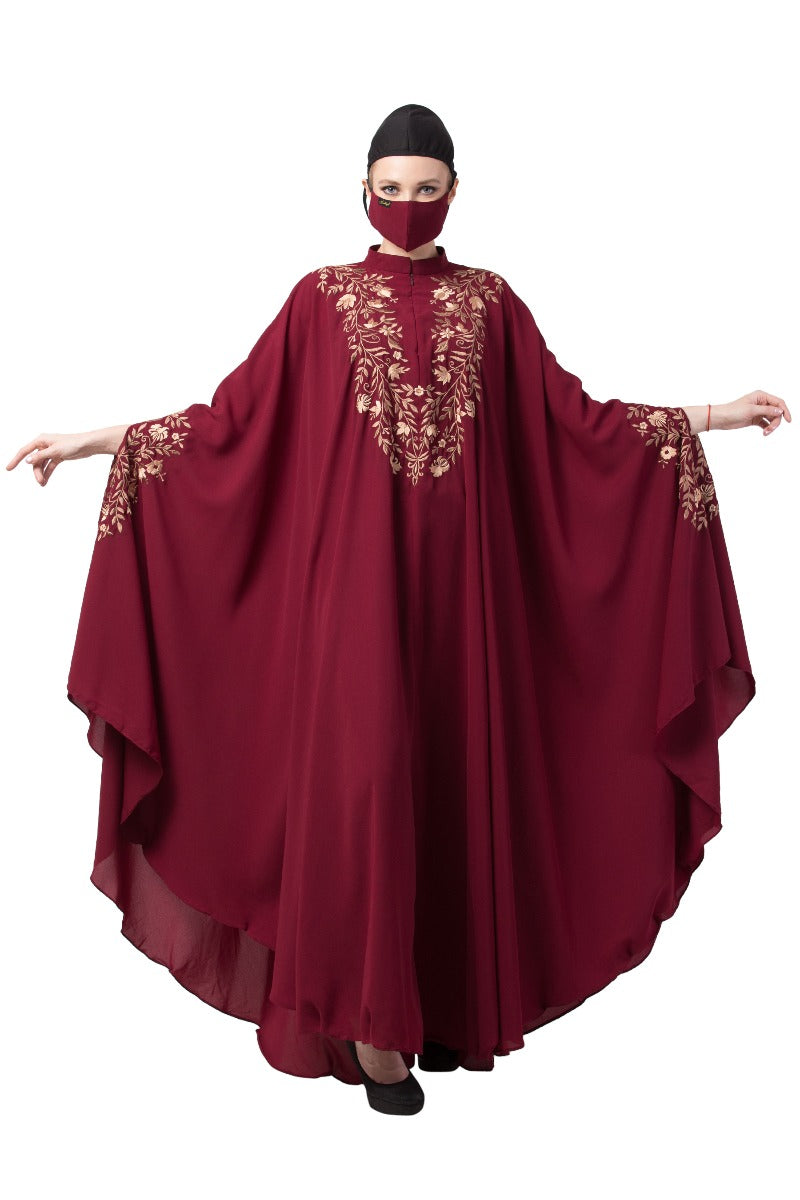 Mushkiya-Itani Kaftan With Chikan Embroidery-Not An Abaya