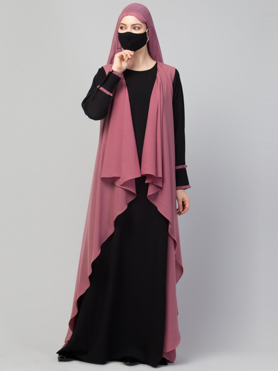 Three Pieces Set- Abaya With Shrug & Hijab