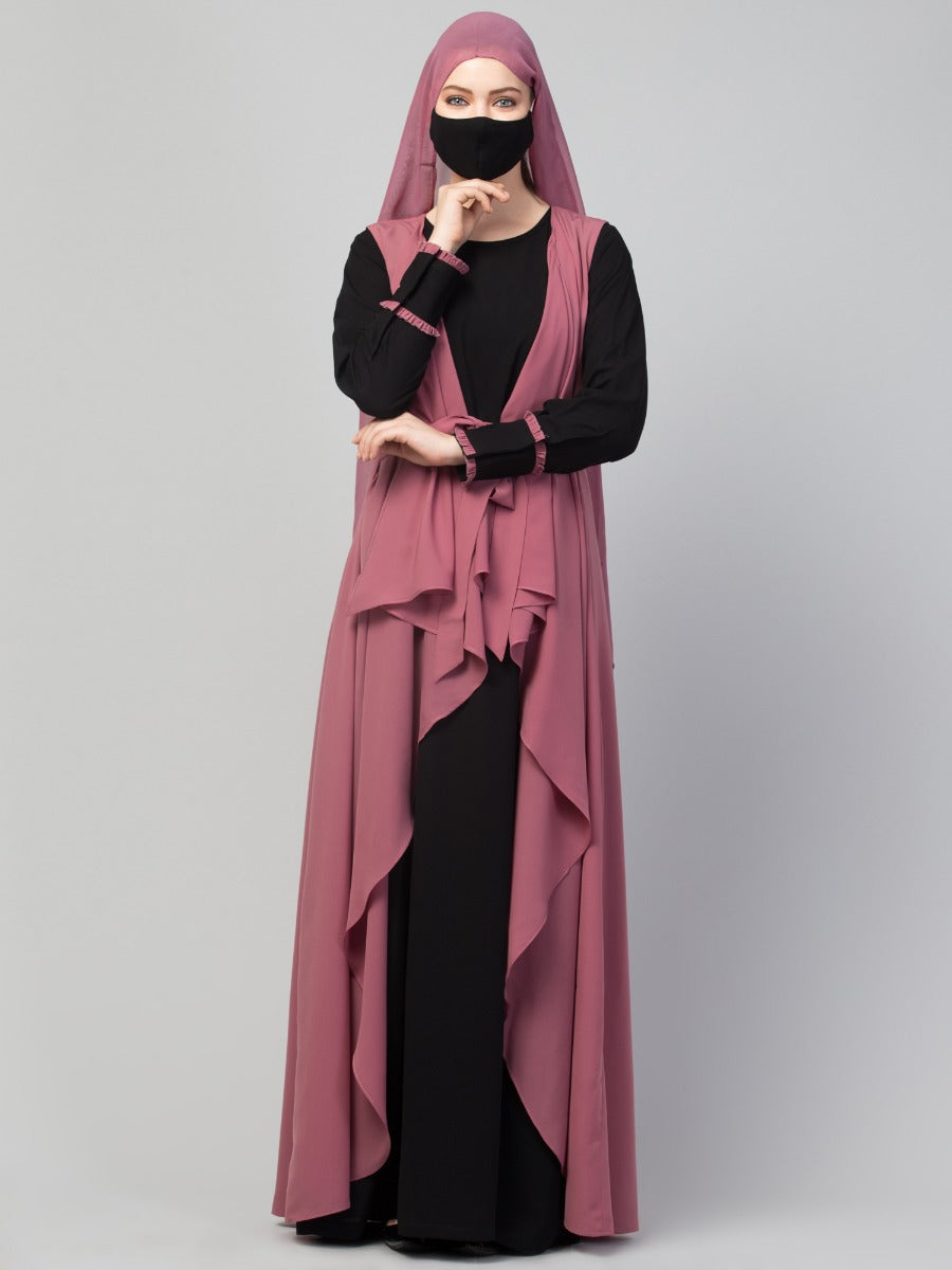 Three Pieces Set- Abaya With Shrug & Hijab