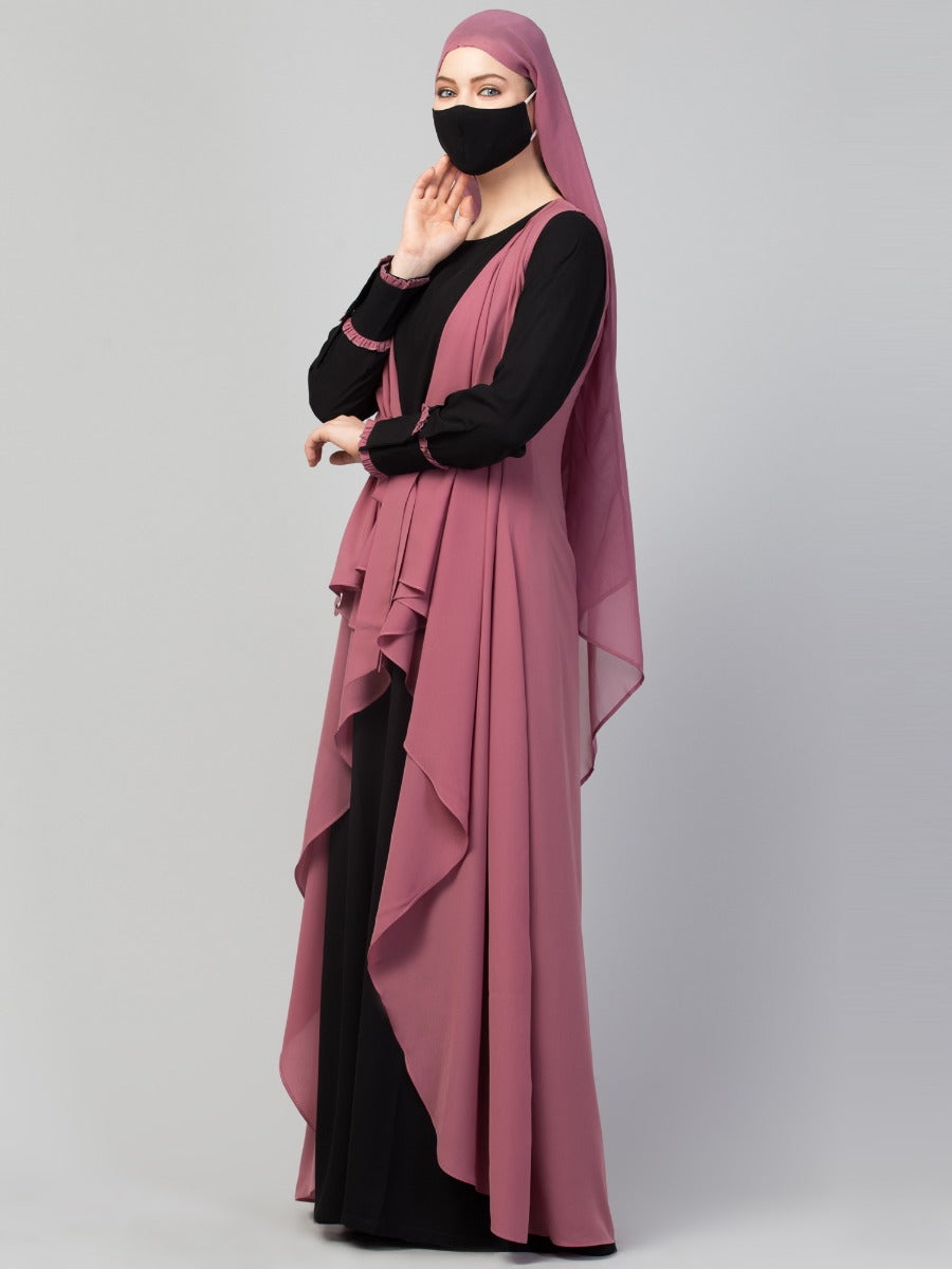 Three Pieces Set- Abaya With Shrug & Hijab