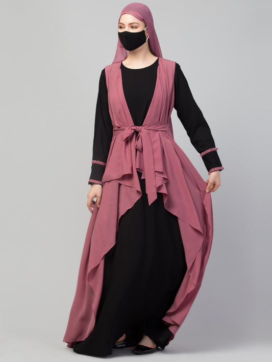 Three Pieces Set- Abaya With Shrug & Hijab
