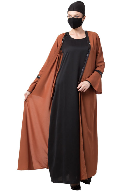 Mushkiya-Two Piece Combo Of Abaya And A Cardigan.