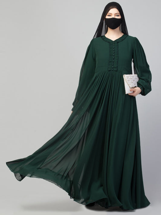 Occasion Wear Gown With Umbrella Flare and Frills