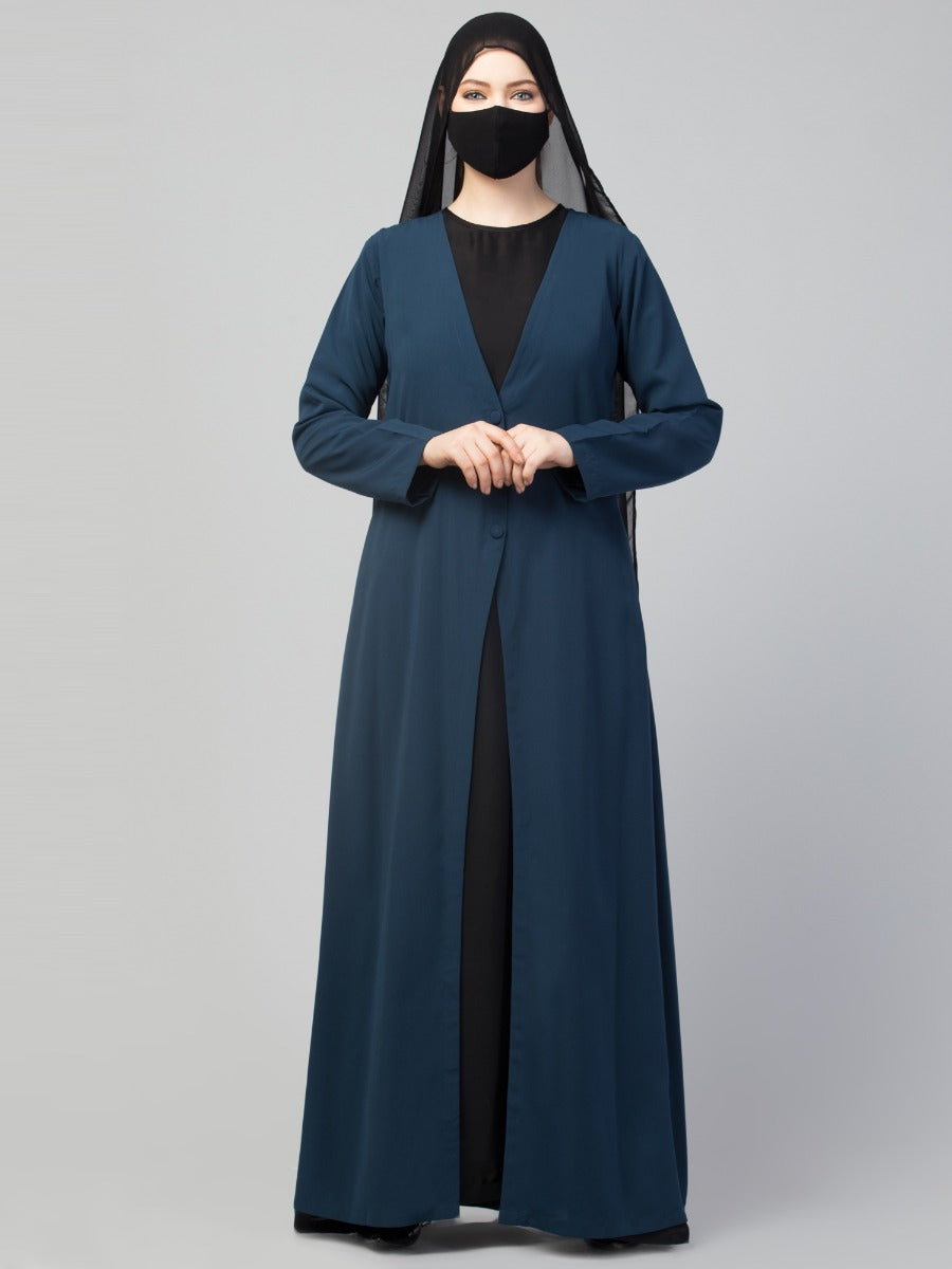 Three Pieces Set- Abaya With Coat & Hijab