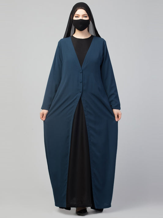 Three Pieces Set- Abaya With Coat & Hijab