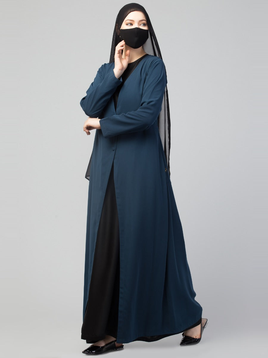Three Pieces Set- Abaya With Coat & Hijab