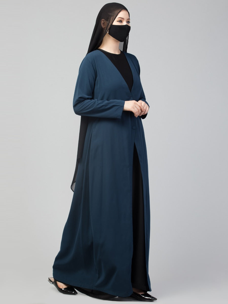 Three Pieces Set- Abaya With Coat & Hijab