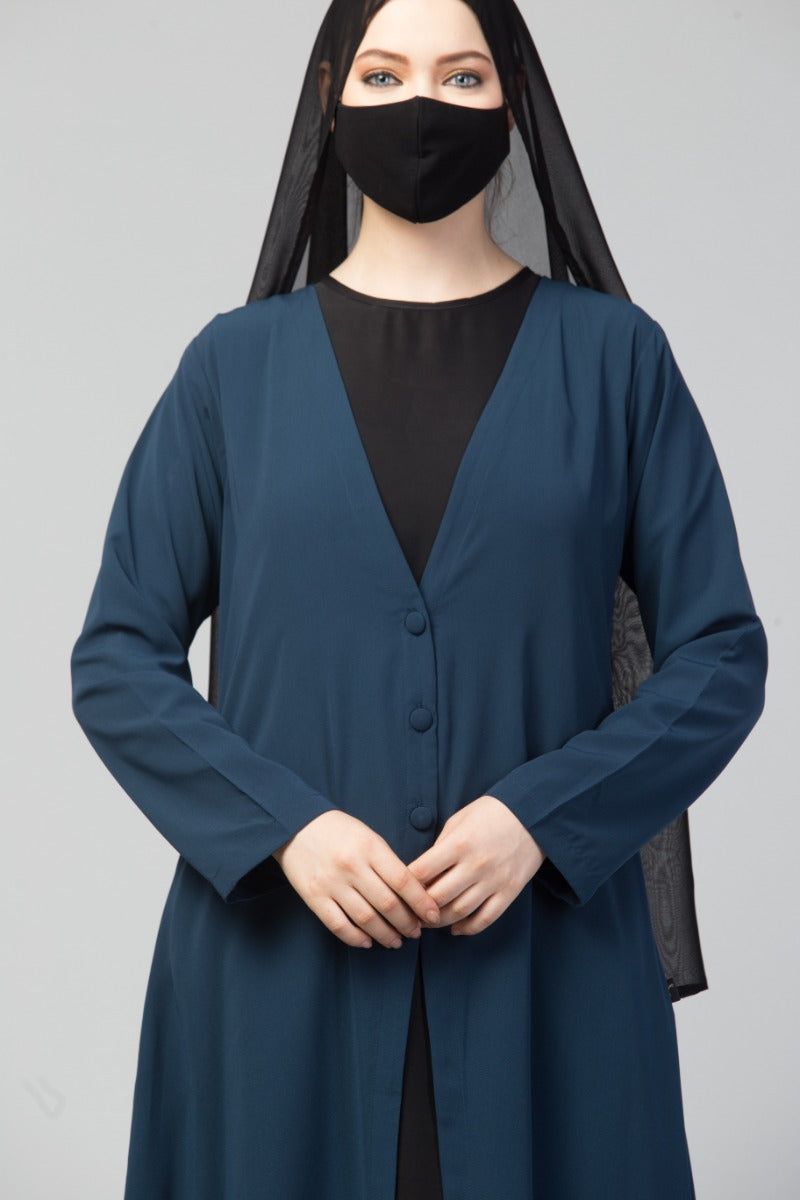 Three Pieces Set- Abaya With Coat & Hijab