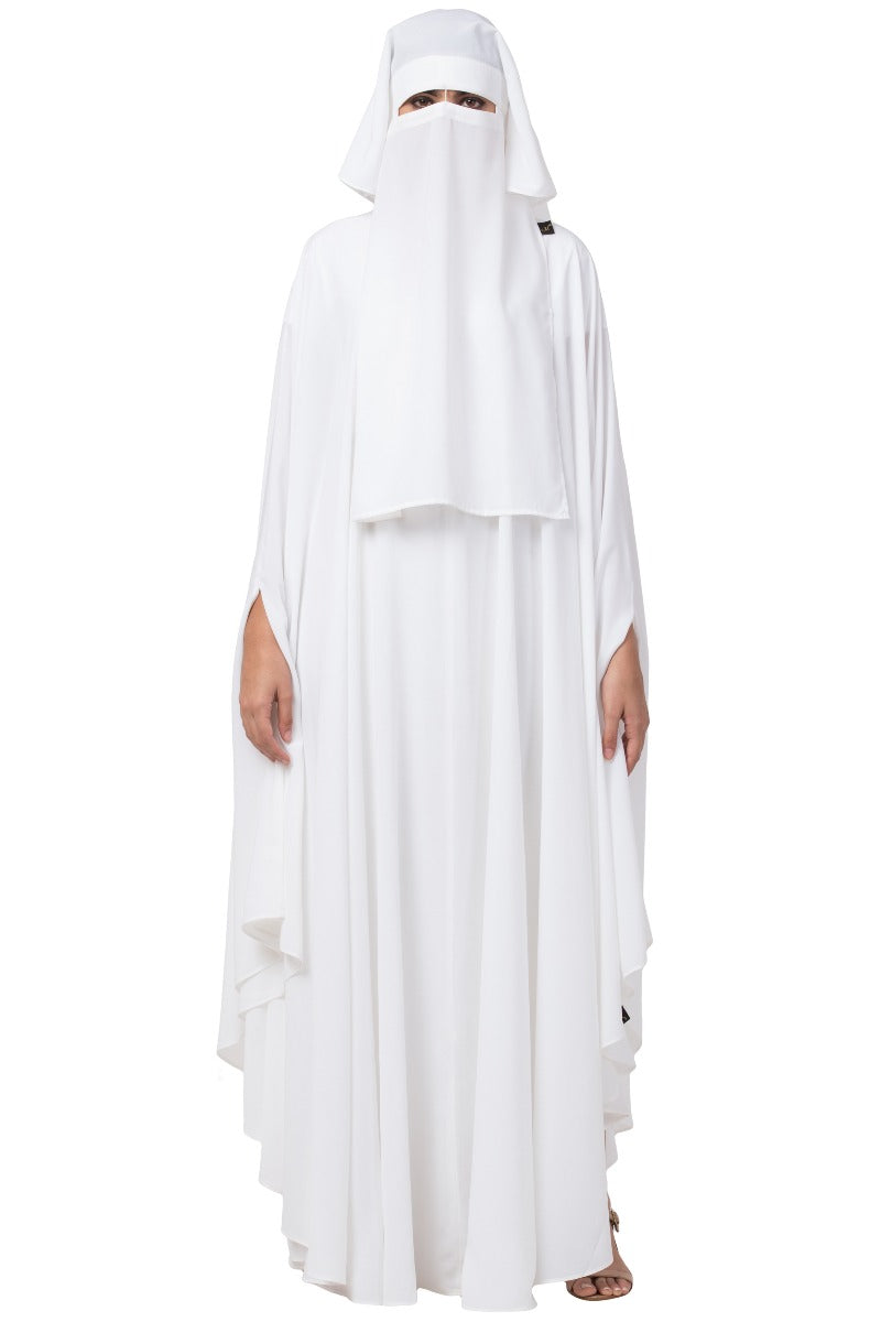 White Irani Kaftan and Naqaab Combo-Nida Matte