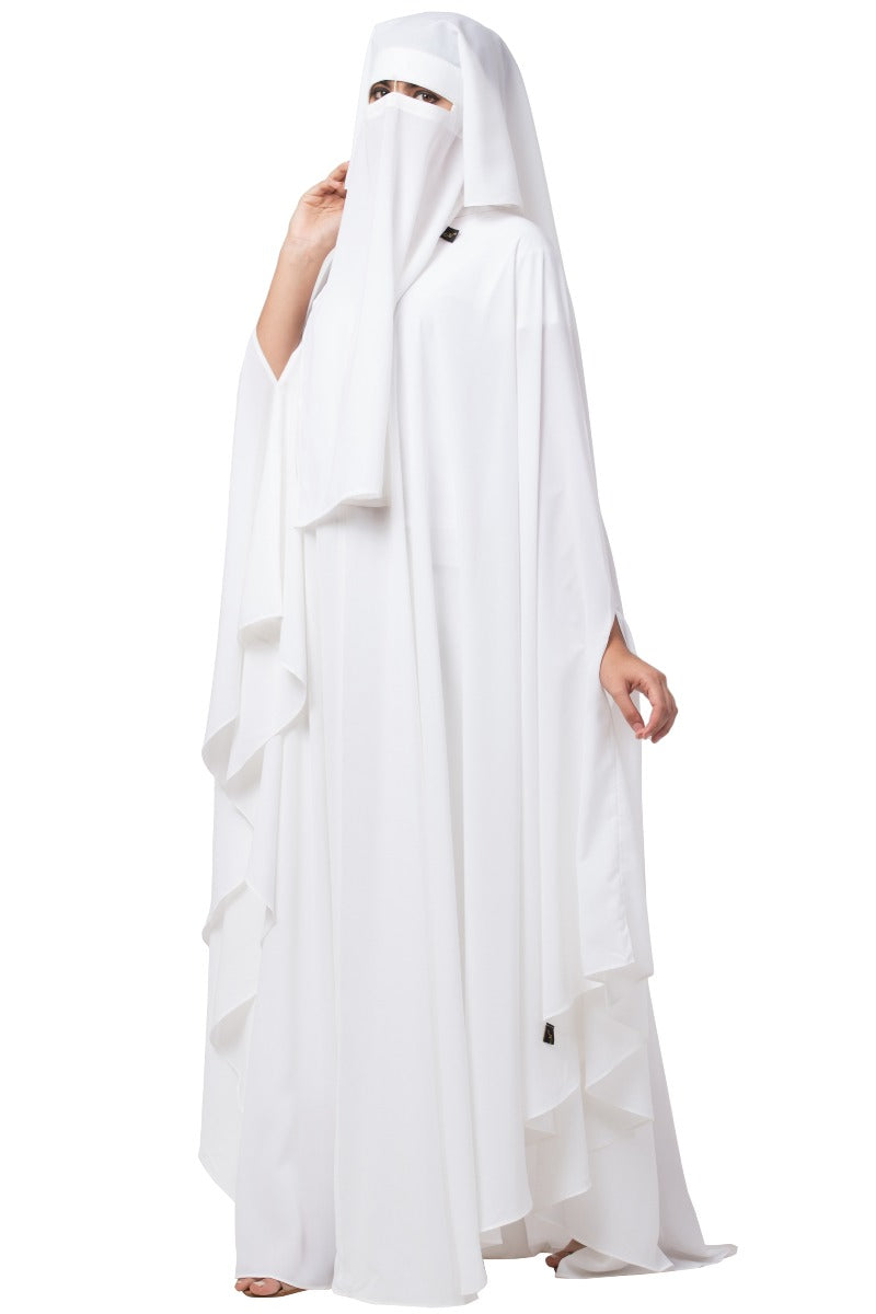 White Irani Kaftan and Naqaab Combo-Nida Matte