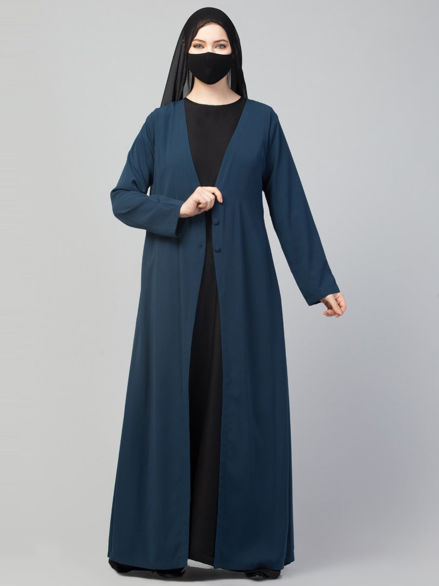Three Pieces Set- Abaya With Coat & Hijab