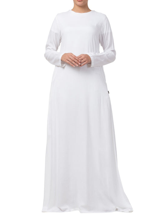 A Line Abaya Made In Rayon Cotton Fabric With Side Pockets