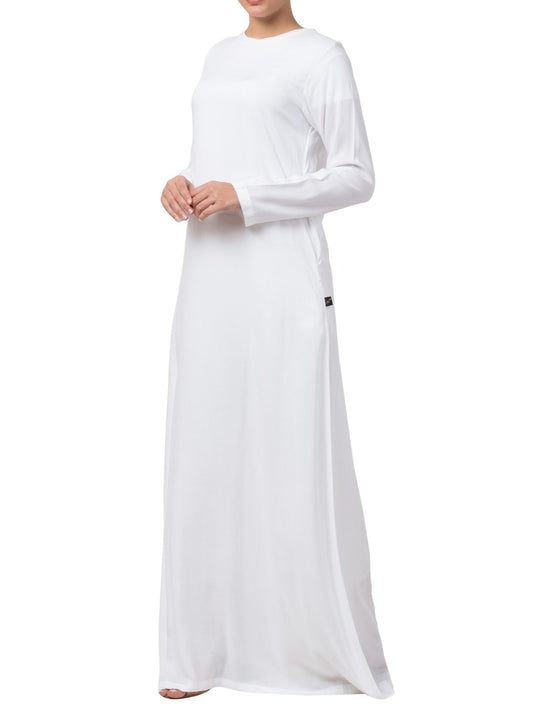 A Line Abaya Made In Rayon Cotton Fabric With Side Pockets