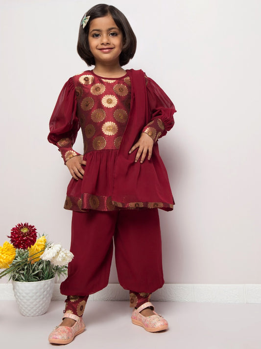 Designer Frock With Bottom and Dupatta- 3 Pcs Set