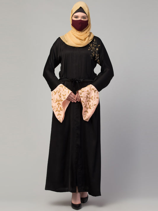 Evening Abaya Like Dress With Embellished Designer Sleeves
