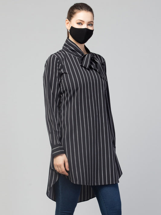 Striped Tunic With Tie-Up Ribbons
