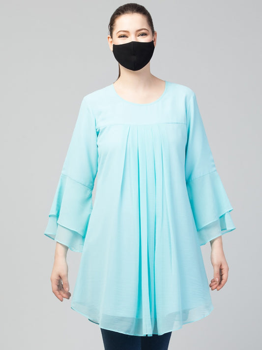 Georgette-Shot Tunic With Lining