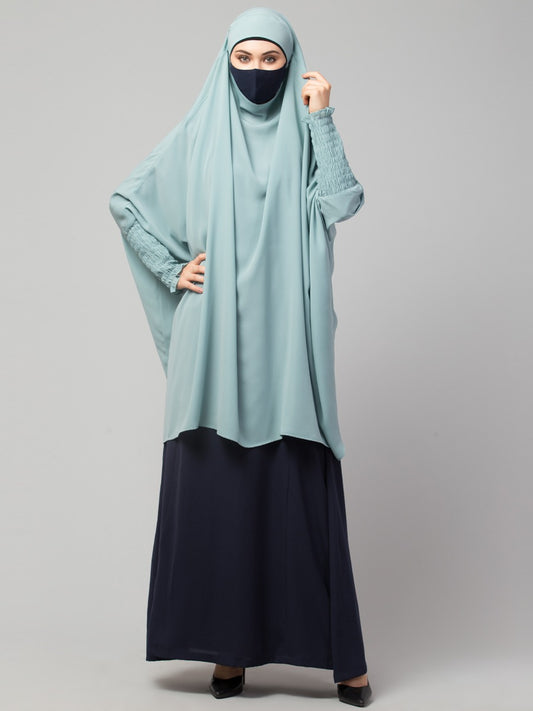 Two Pieces Jilbab Set With Adjustable Mouth Piece.