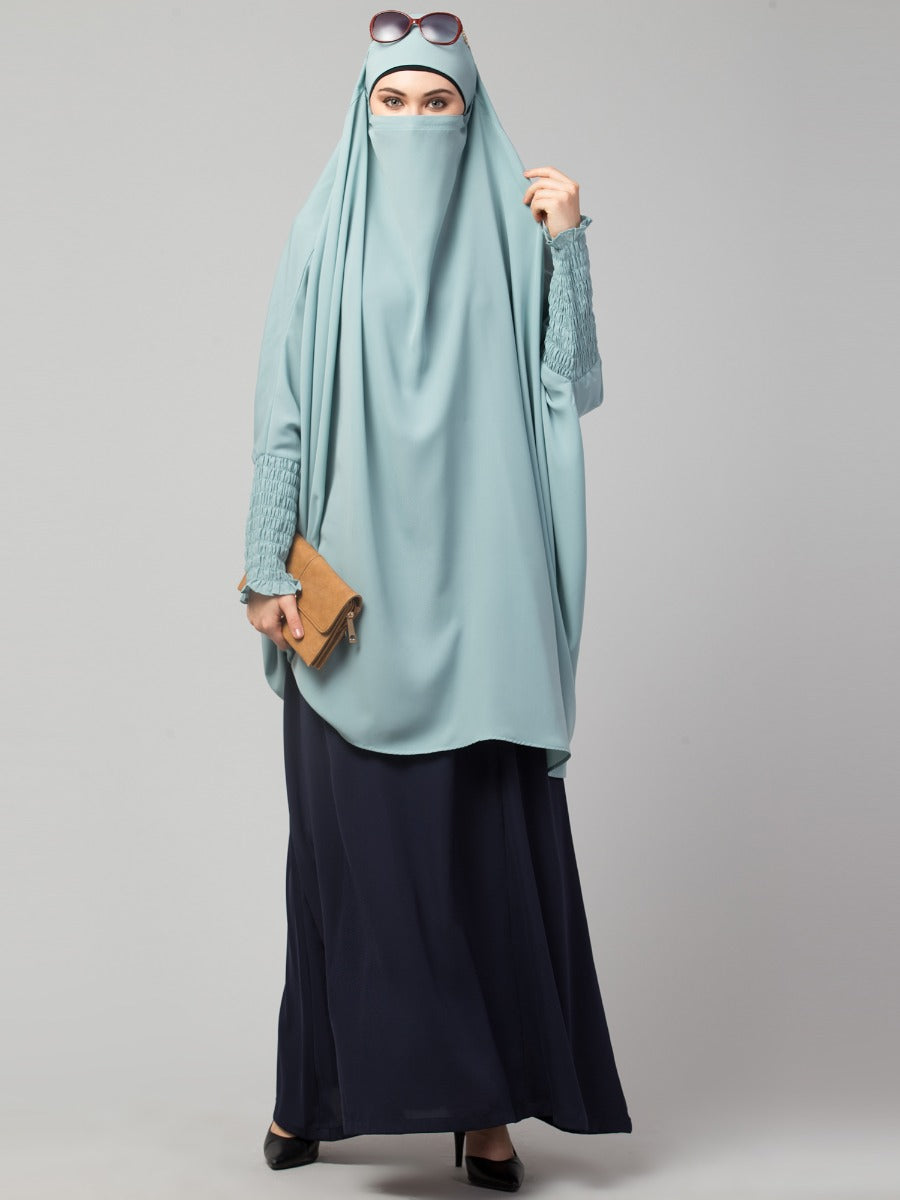 Two Pieces Jilbab Set With Adjustable Mouth Piece.