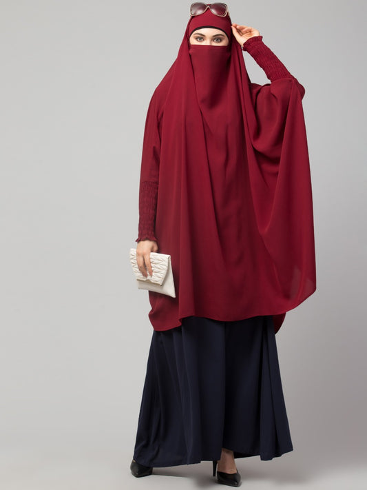 Two Pieces Jilbab Set With Adjustable Mouth Piece.