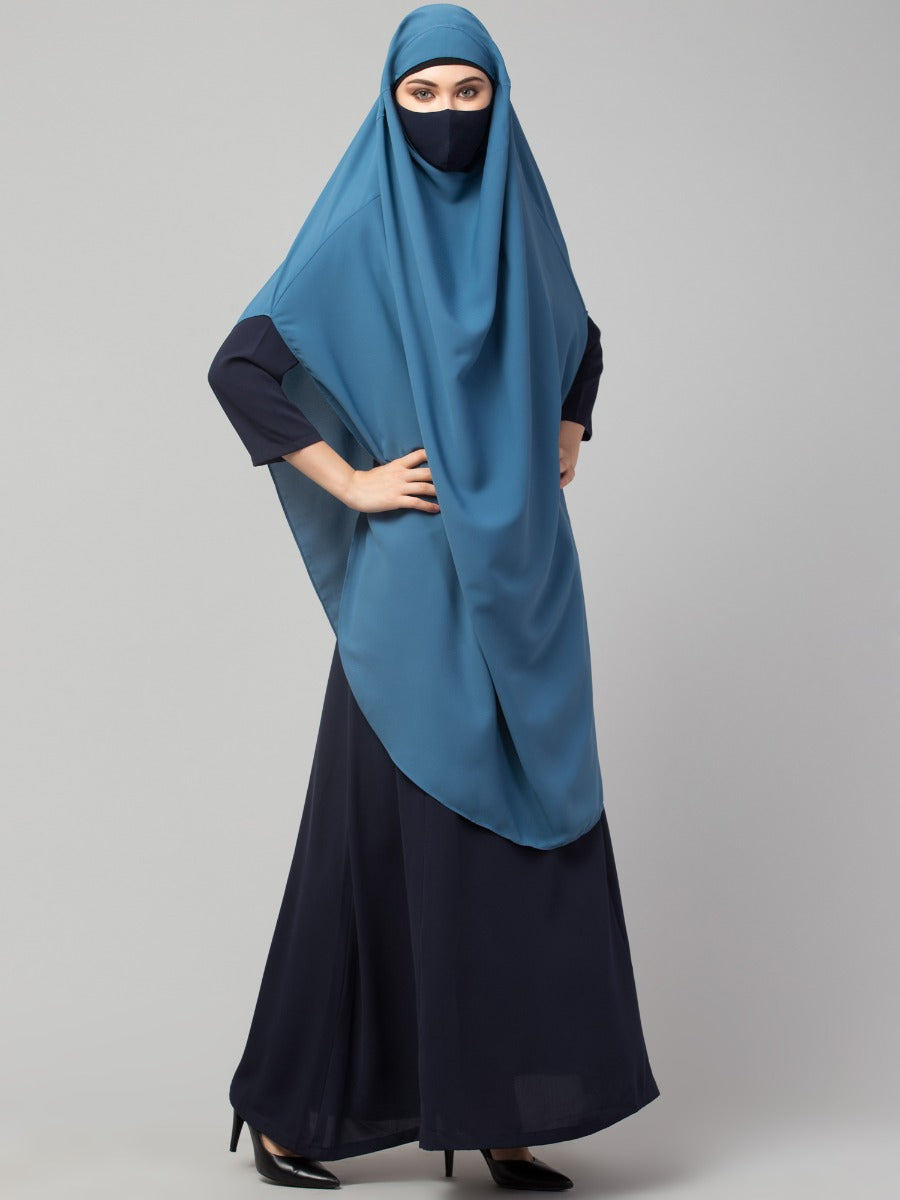 Two Pieces Jilbab Set With Adjustable Mouth Piece.