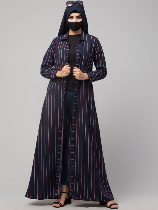 Front Open Dress Abaya With Shirt Collar