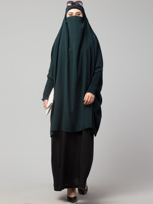 Two Pieces Jilbab Set With Adjustable Mouth Piece.