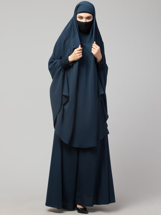 Two Pieces Jilbab Set With Adjustable Mouth Piece.