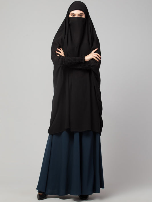 Two Pieces Jilbab Set With Adjustable Mouth Piece.