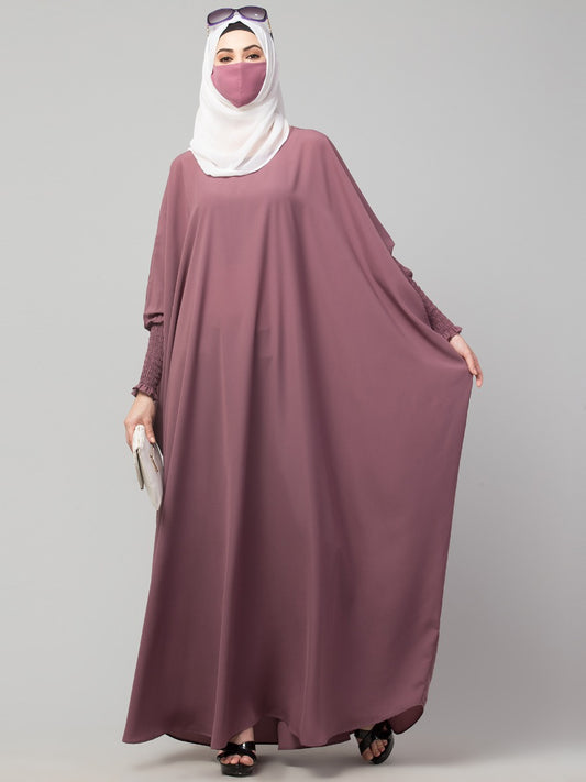 Free Size- Simple Kaftan With Smocky Sleeves