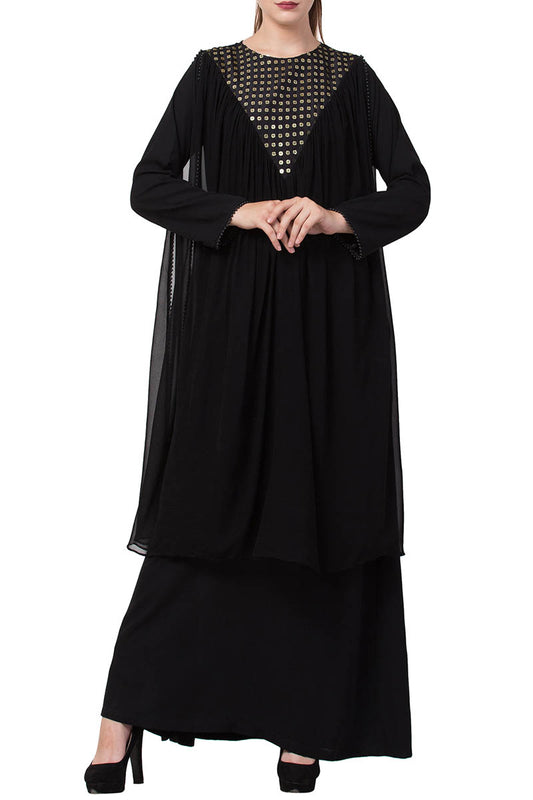 Mushkiya-Dual Layer Designer Dress  With Free Matching Stole-Not An Abaya