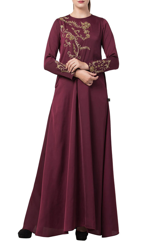 Designer Dress With hand Work on yoke and sleeves-Comes with a matching stole