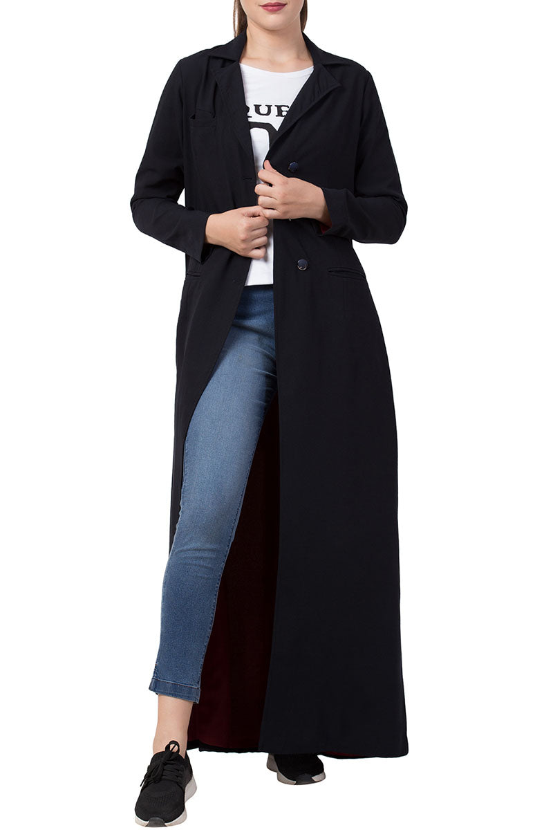 Long Abaya Coat In Firdaus Fabric With Lining