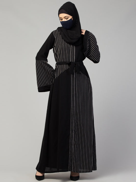 Stylish Front Open Abaya With Bell Sleeves