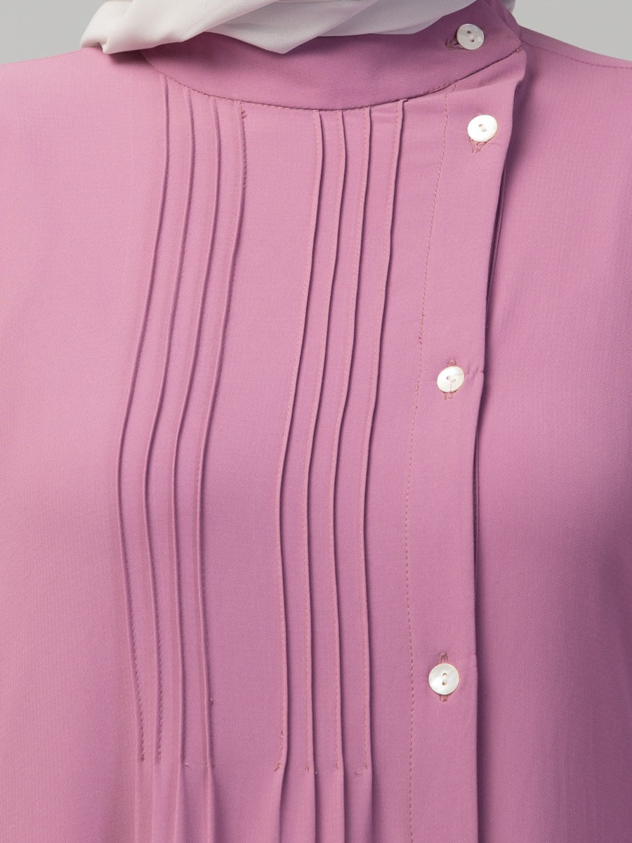 Abaya With Pleats and Side Opening In Stretchable Fabric