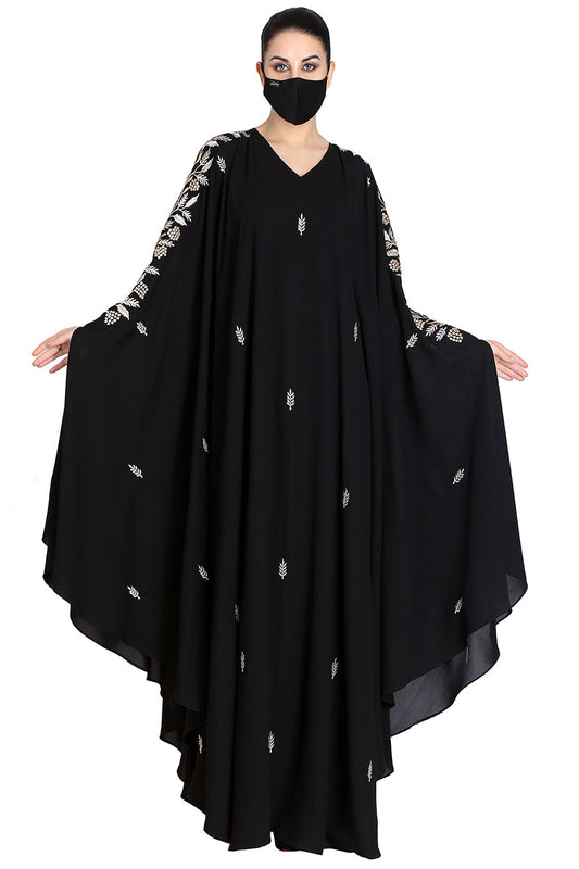 Mushkiya-Irani Kaftan With Floral Zari Work