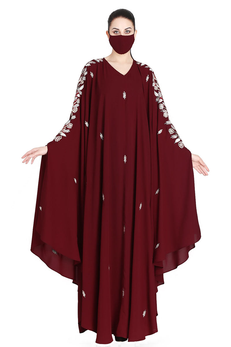 Mushkiya-Irani Kaftan With Floral Zari Work