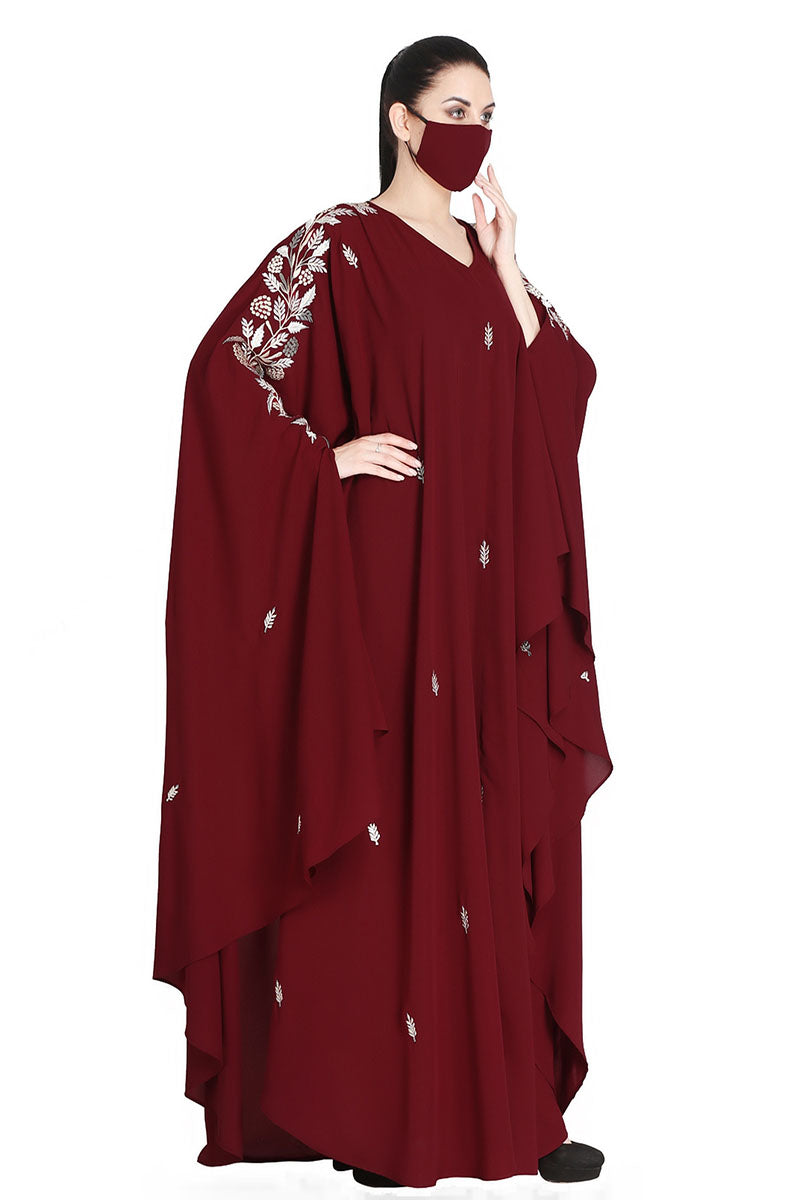 Mushkiya-Irani Kaftan With Floral Zari Work