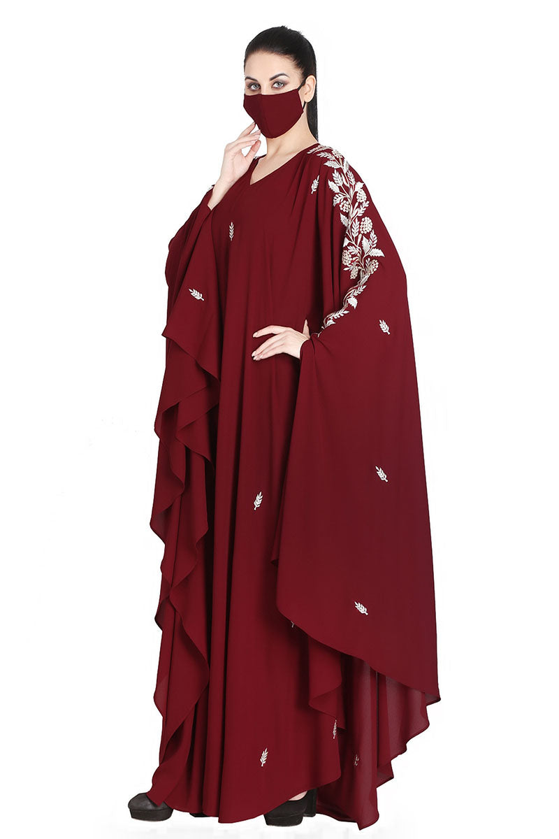 Mushkiya-Irani Kaftan With Floral Zari Work
