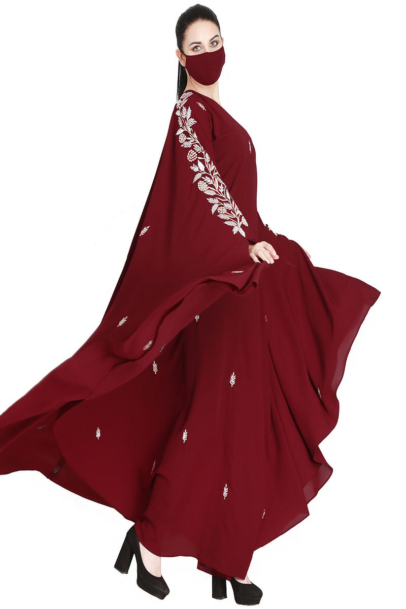 Mushkiya-Irani Kaftan With Floral Zari Work