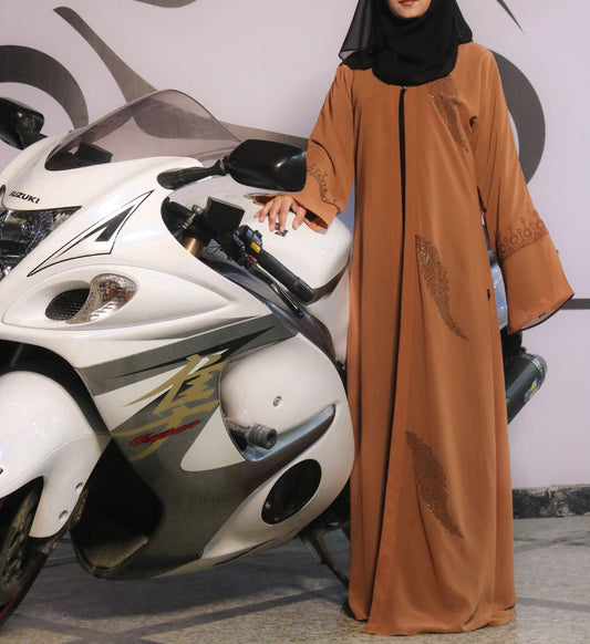 Dual Layer Abaya With Stonework