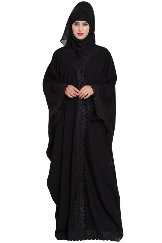 Front Open Abaya Kaftan With Lacework and Hijab