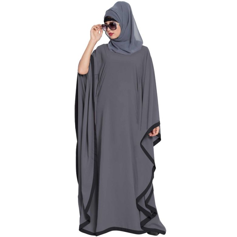 grey and black abaya