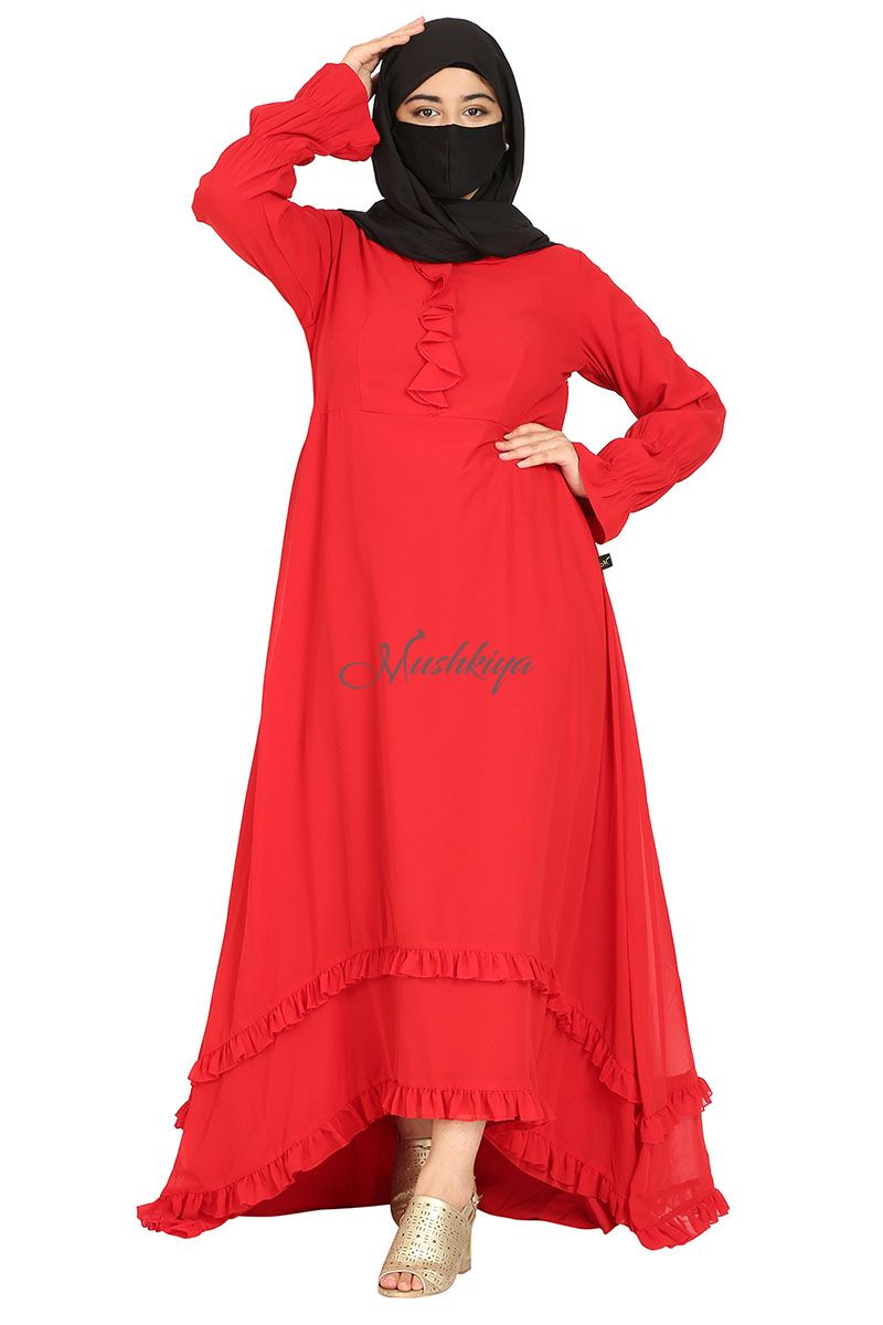 Fashionable Orange Color Semistitched Dress Material In Georgette Fabric -  Zakarto