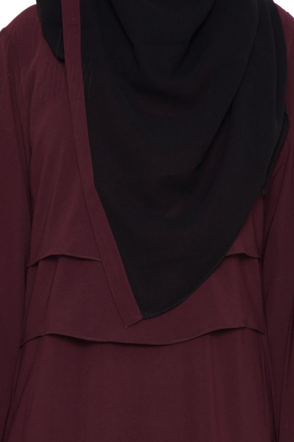 Coloured Abaya Dress For Girls-Wine