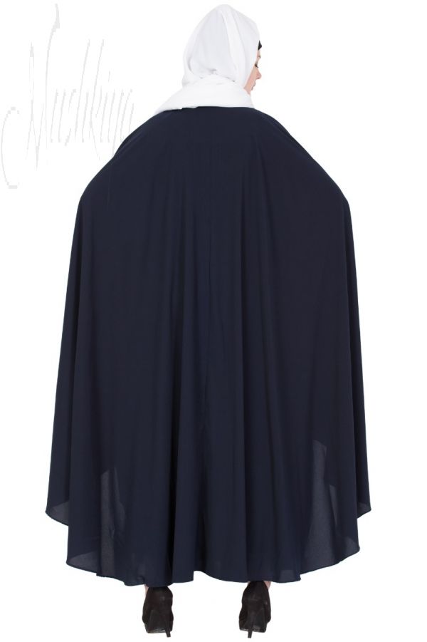 Embroidered Irani kaftan in Free Size - Navy Blue-Not An Abaya