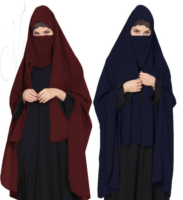 Irani ChadarTwo Pieces Combo-Rida Hijab with Detachable Nose Piece-Made in Nida Matt