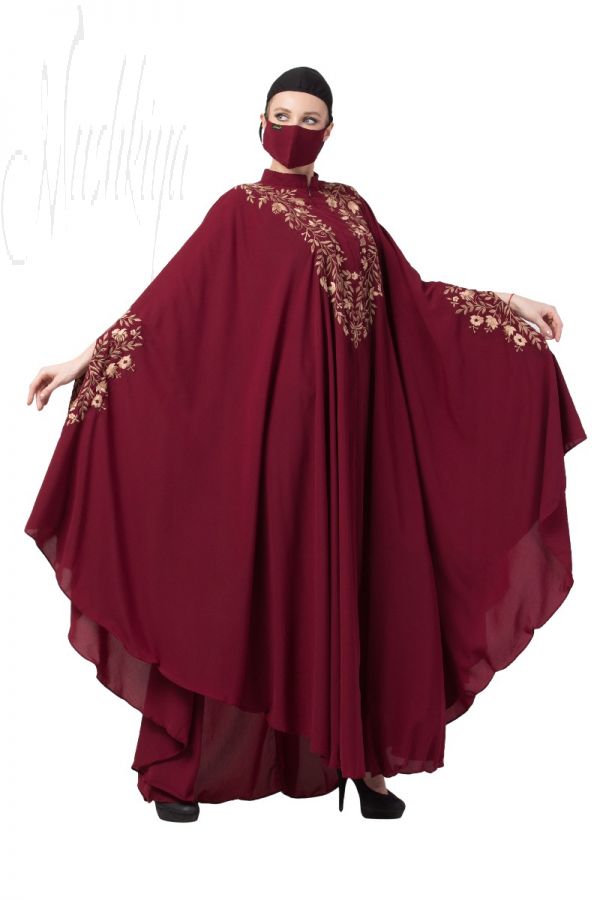 Mushkiya-Itani Kaftan With Chikan Embroidery-Not An Abaya